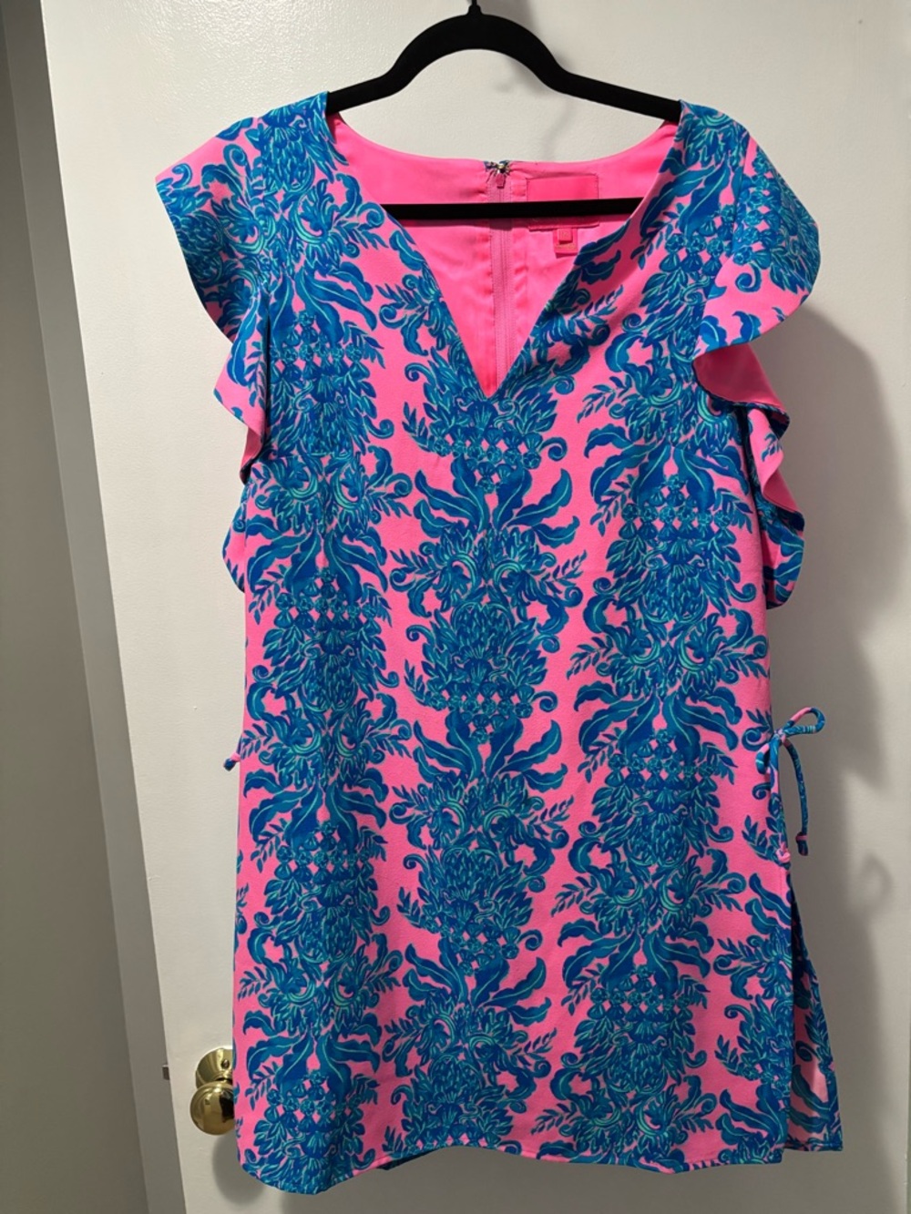 Lilly Pulitzer Hot Pink & Teal Floral Dress w/Built in Shorts Size 12